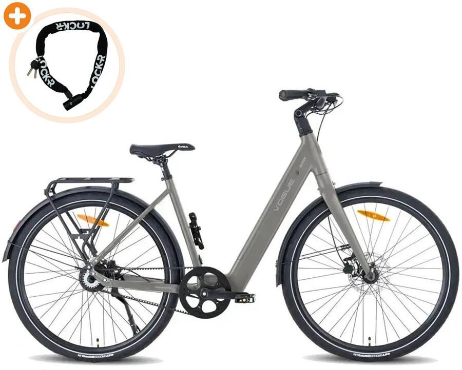 Vogue Motion Elektrische Fiets 28 inch 250W motor Actieradius tot 90 km Automatische 2 versnellingen 360Wh accu Matt Titanium Grey