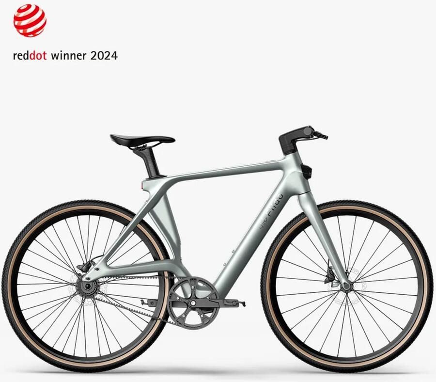 Fiido Air Elektrische Stadsfiets Zilver 28 inch L (170cm 190cm) Belt Drive Accu 209Wh (36V) 250W (35Nm) Mivice Motor Hydraulische Rem