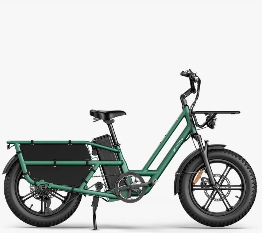 Fiido T2 2025 Elektrische Longtail Bakfiets Bosgroen 20x4 inch Accu 998.4Wh (48V) 250 W (55Nm) Mivice Motor Shi o 7 Versnellingen Hydraulische Rem
