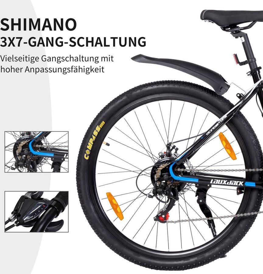 FloraGrace Mountainbike – 26 Inch Hardtail Met 21 Versnellingen – Staal – Blauw – Voor Dagelijks Gebruik En Terreinritten
