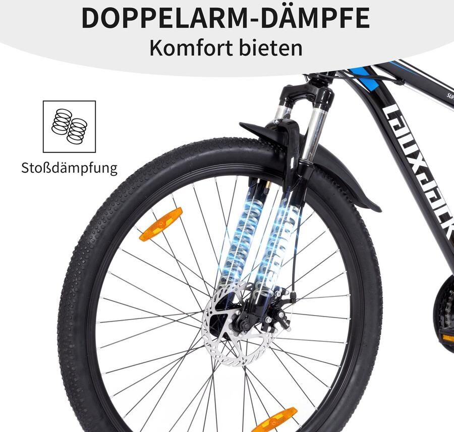FloraGrace Mountainbike – 27 5 Inch – 21 Versnellingen – Staal – Zwart Blauw – Unisex Voor Dagelijks Gebruik En Offroad