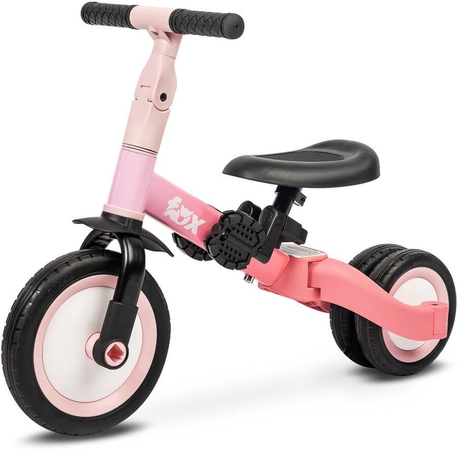 Fox 4 in 1 Kinderfiets Multifunctioneel Roze Verstelbare Hoogte