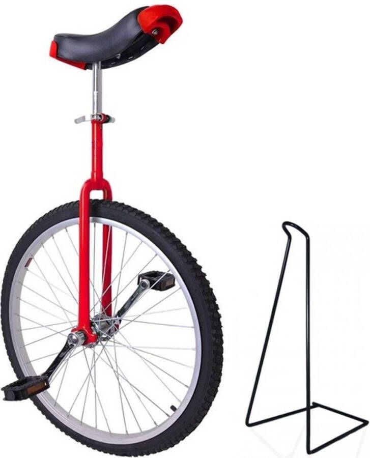 Funsport 24 Inch Verstelbare Eenwieler Rood + Standaard