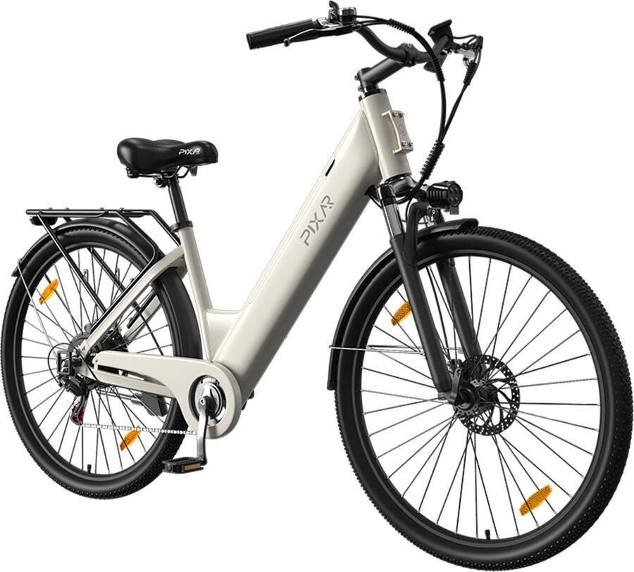 Galaxy C1 Elektrische Fiets 27.5 Inch 36V 13Ah Accu Shi o 7 Versnellingen 250W Borstelloze Motor Actieradius 40-50 km Verende Voorvork Mechanische Schijfrem LCD Display Voor- en Achterlicht-wit
