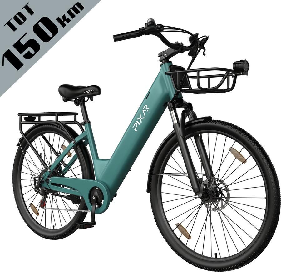 Galaxy C1 Pro Elektrische Stadsfiets 28 Inch Extra Groot Bereik tot 150 km 36V 18Ah EVE Accu 250W Motor Hydraulische Schijfrem Shi o 7 Versnellingen Verende Voorvork Inclusief Fiets d en Slot-Blauw