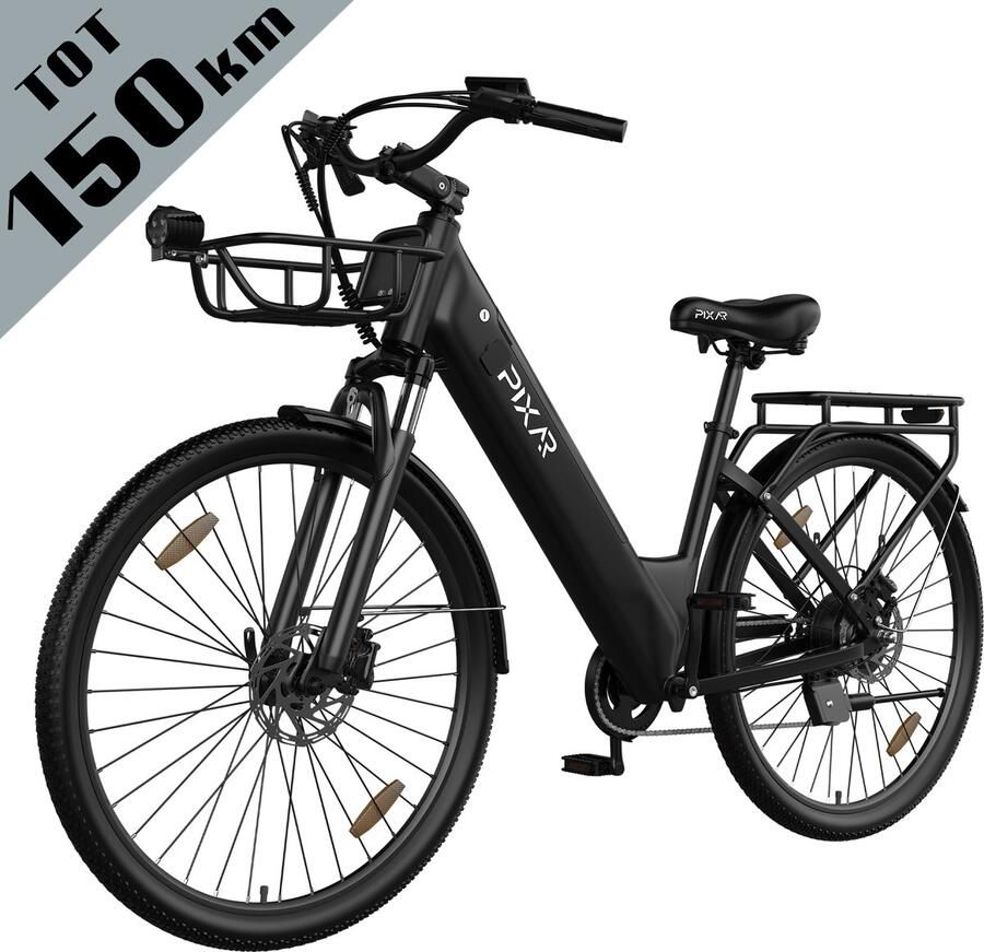Galaxy C1 Pro Elektrische Stadsfiets 28 Inch Extra Groot Bereik tot 150 km 36V 18Ah EVE Accu 250W Motor Hydraulische Schijfrem Shi o 7 Versnellingen Verende Voorvork Inclusief Fiets d en Slot-zwart