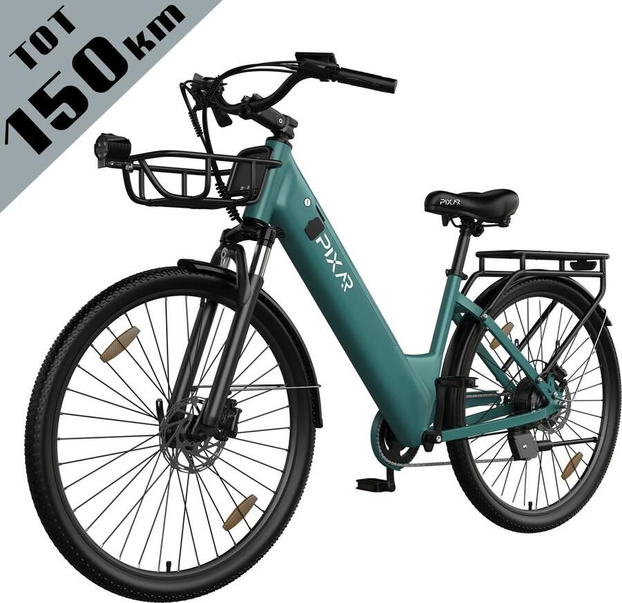 Galaxy C1 Pro Elektrische Stadsfiets 28 Inch Tot 150 km Bereik 36V 18Ah EVE Accu Hydraulische Schijfrem - 250W Motor Shi o 7 Versnellingen Voorvorkvering Inclusief d en Telefoonhouder-Blauw