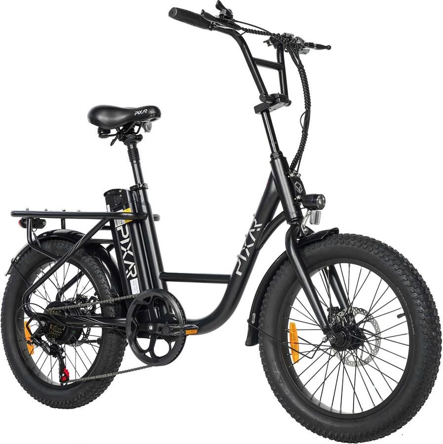 Galaxy Fun 20 inch fat tire elektrische fiets – 36V 250W motor – 36V 10 4Ah EVE accu – Shi o 7 versnellingen – schijfrem – voorvorkvering – actieradius 50 km – maximale snelheid 25 km u – met voor- en achterlichten – draagvermogen 120 kg-zwart