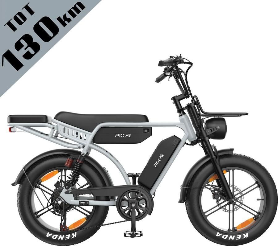Galaxy M9 Elektrische Fatbike 20 x 4.0 Inch Tot 130 km Bereik Dubbele 35Ah EVE Accu 250W Motor Shi o 7 Versnellingen Hydraulische Schijfrem Voor- en Achtervering LCD Display met NFC-Grijs