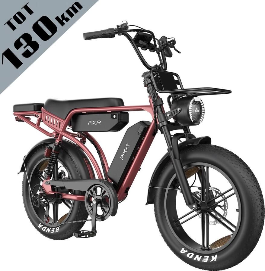 Galaxy M9 Elektrische Fatbike 20 x 4.0 Inch Tot 130 km Bereik Dubbele 35Ah EVE Accu 250W Motor Shi o 7 Versnellingen Hydraulische Schijfrem Voor- en Achtervering LCD Display met NFC-Roze