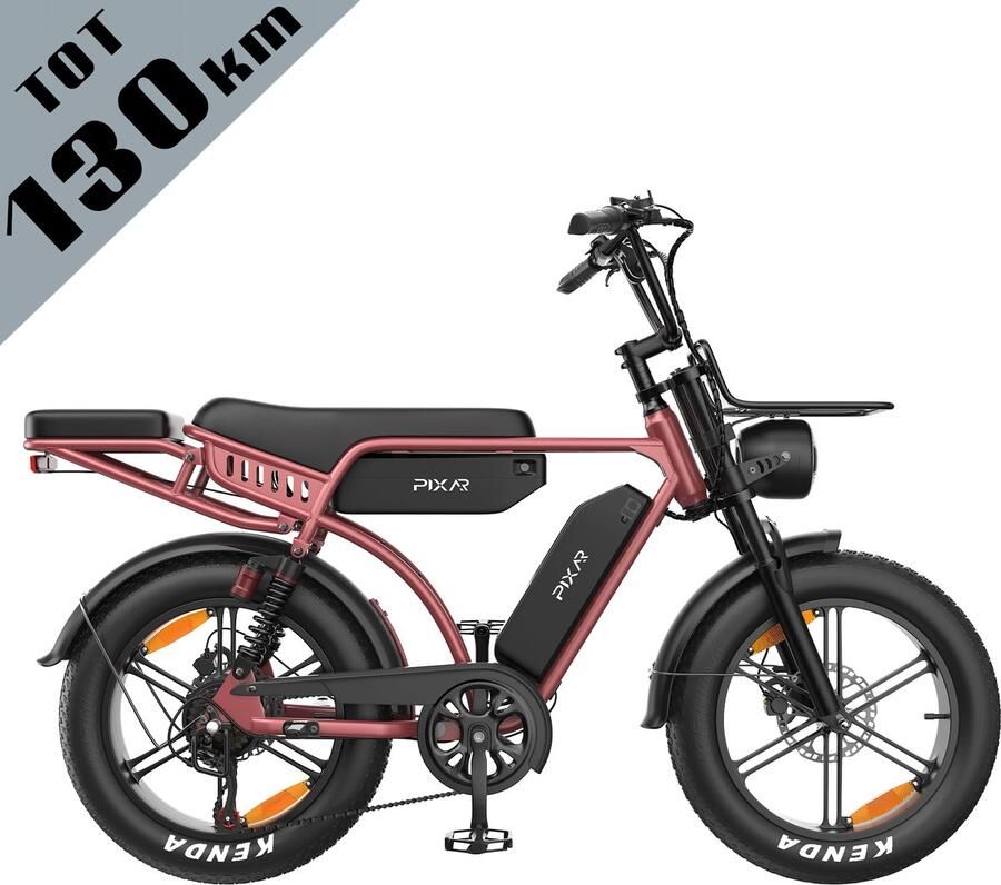 Galaxy M9 Elektrische Fiets 20 Inch Fatbike Dubbele 35Ah EVE Accu Tot 130 km Bereik 250W Motor Hydraulische Schijfrem Shi o 7 Versnellingen LCD Display met NFC-Roze