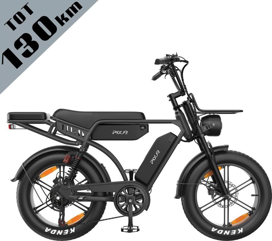 Galaxy M9 Elektrische Fiets 20 Inch Fatbike Dubbele 35Ah EVE Accu Tot 130 km Bereik 250W Motor Hydraulische Schijfrem Shi o 7 Versnellingen LCD Display met NFC-zwart