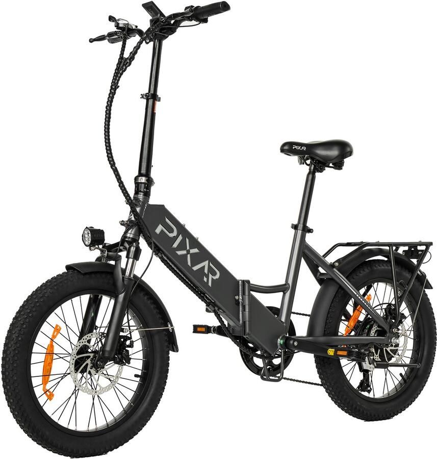 Galaxy Wind Opvouwbare E-bike 20x3.0 Inch 499Wh EVE Accu Tot 45 km Bereik 250W Naafmotor Shi o 7 Versnellingen Voorvorkvering Achterdrager-Zilver