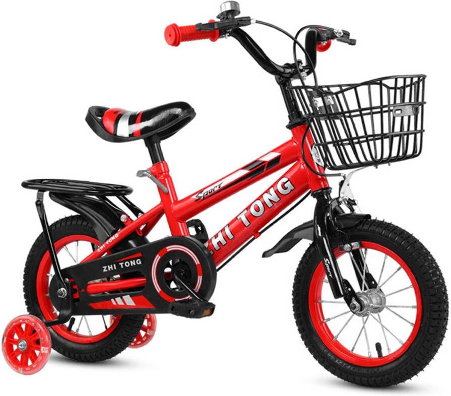 GARRYFIZH Kinderfiets 16 Inch met Achterzitje – & Fiets 2-7 Jaar – Verstelbaar Stuur & Zadel – Met Fiets dje– Urban fiets – Rood