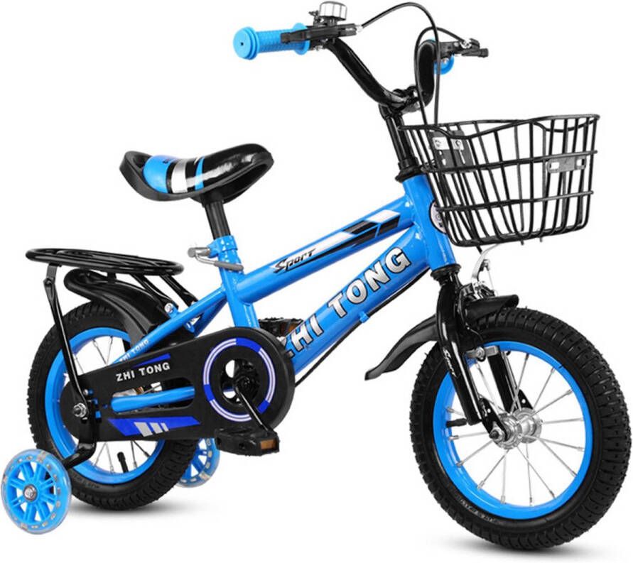 GARRYFIZH Kinderfiets 16 Inch met Achterzitje – & Fiets 2-7 Jaar – Verstelbaar Stuur & Zadel – Met Fiets dje– Urban fiets – Blauw