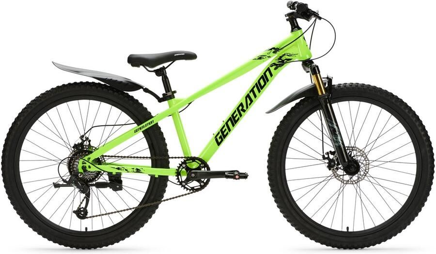 Generation Fietsen Generation X8 Mountainbike 26 inch Neon Geel met Spatborden