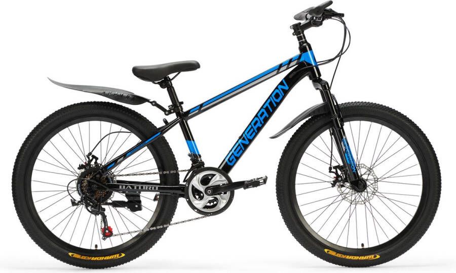 Generation Baturo mountainbike 24 inch Blauw Spatborden