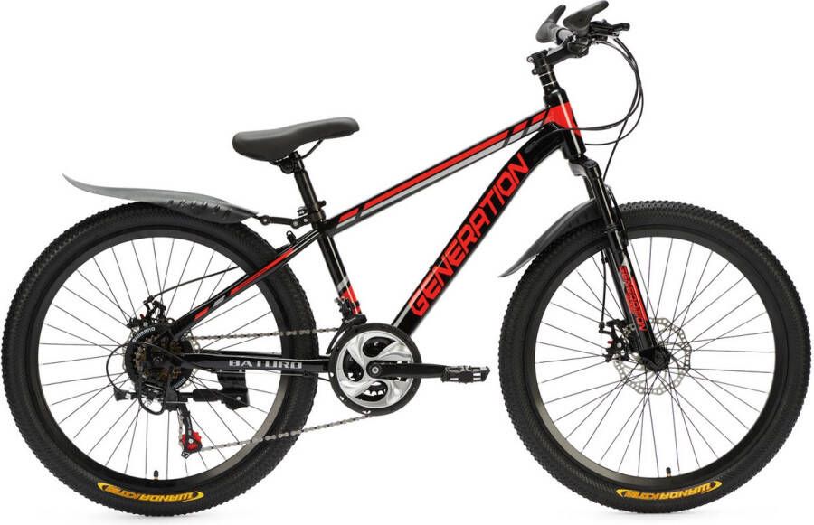 Generation Baturo mountainbike 24 inch Rood Spatborden