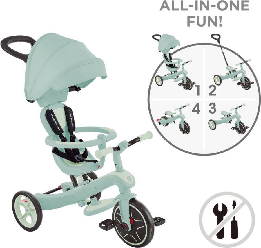 Globber Driewieler Trike 4 in 1 in Pistachio ECO groen 4in1 converteerbaar met duwstang vanaf 10 maanden tot 5 jaar - Foto 2