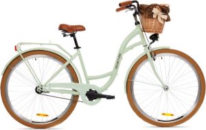 Goetze Style Vintage retro stadsfiets damesfiets hollandwiel 28 inch aluminium wielen diepe instap terugtraprem mand met bekleding