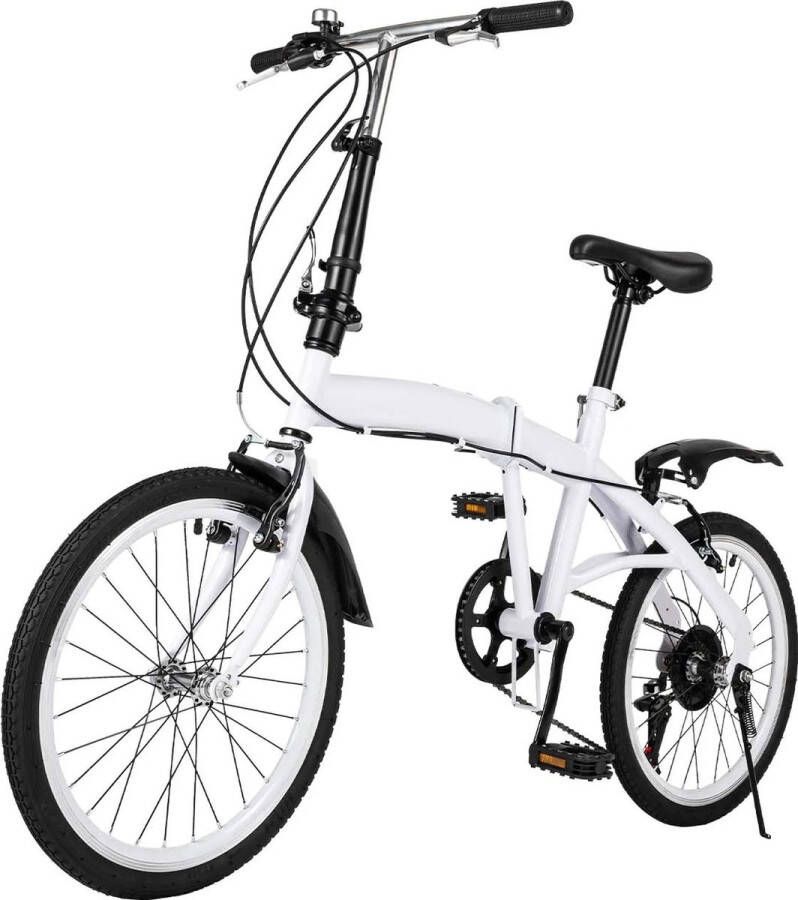 Gran Vida Opvouwbare Fiets 20 Inch 6 Versnellingen Draagbaar en Verstelbaar Wit