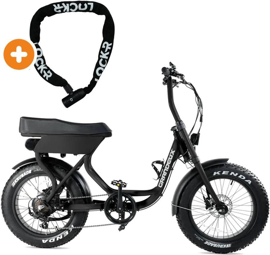 Grandeux Xcite Elektrische Fatbike 20 inch 250W motor Actieradius tot 80 km 7 versnellingen Hydraulische schijfrem 480Wh accu Zwart