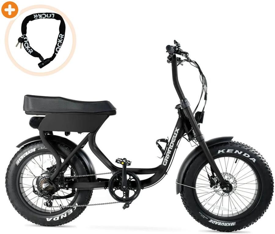 Grandeux Xcite Elektrische Fatbike 20 inch 250W motor Actieradius tot 80 km 7 versnellingen Hydraulische schijfrem 480Wh accu Zwart - Foto 2
