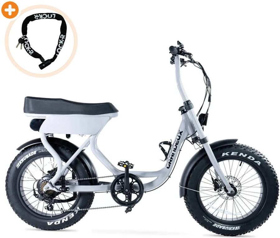 Grandeux Xcite Elektrische Fatbike 20 inch 250W motor Actieradius tot 80 km 7 versnellingen Hydraulische schijfrem 480Wh accu Grijs