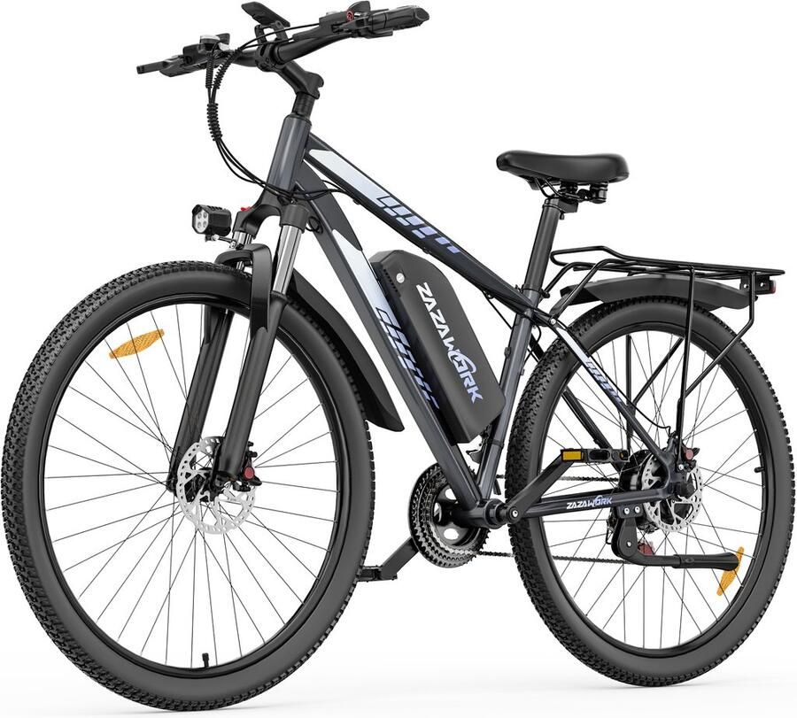 Grijs ZAZAWORK C29 PRO elektrische fiets 29 inch – 250W – 48V 20Ah Uitneembare Accu – 21 Versnellingen – 90km actieradius – APP & Bluetooth