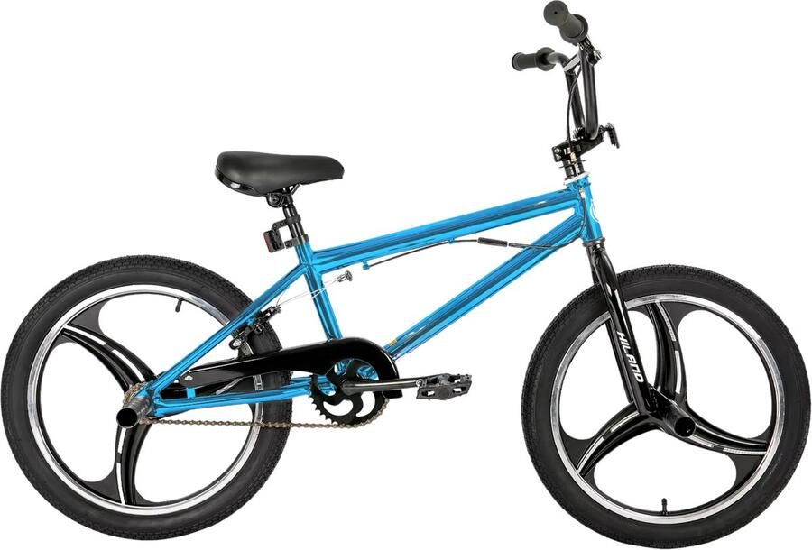 Happiq BMX-fiets – Voor en van 5-12 jaar – 360 graden rotor Freestyle 4 haringen Single Speed – Blauw 51 cm