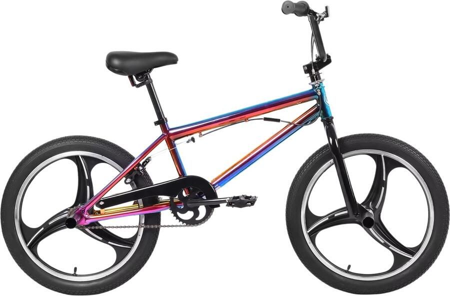 Happiq BMX-fiets – Voor en van 5-12 jaar – 360 graden rotor Freestyle 4 haringen Single Speed – Mix colors 51 cm