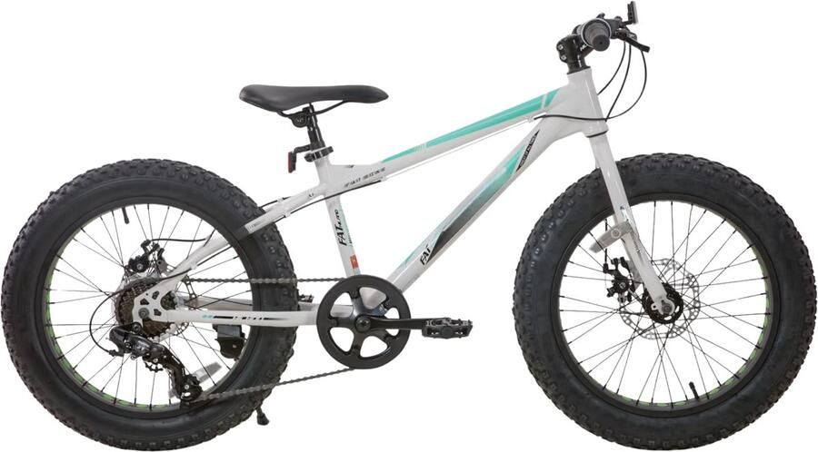 Happiq Kinder mountainbike 51 cm Fat Tire – Voor kinderen vanaf 5 jaar en gebruik op strand en terrein – Met 7 versnellingen en dubbele schijfrem – Wit stevig frame