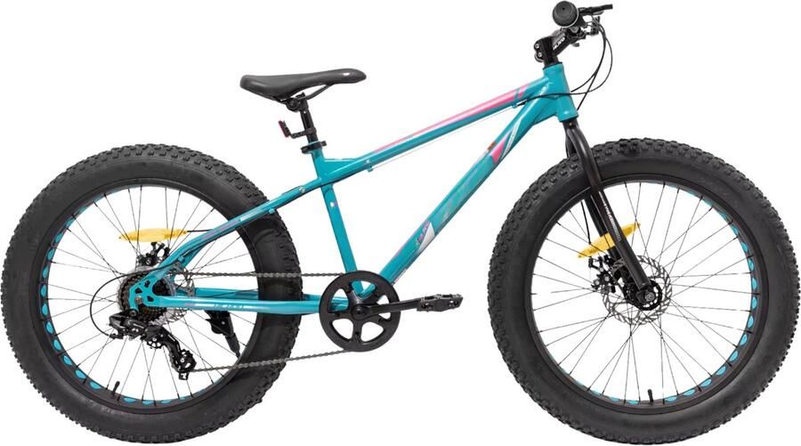 Happiq Kinder Mountainbike 51 cm – Voor Kinderen vanaf 5 Jaar – 7 Versnellingen – Dubbele Schijfrem – Fat Tire Kinderfiets – Groen