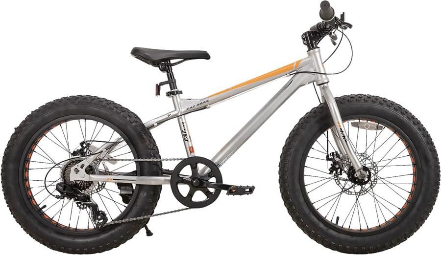 Happiq Kinder Mountainbike 51 cm – Voor Kinderen vanaf 5 Jaar – 7 Versnellingen – Dubbele Schijfrem – Fat Tire Kinderfiets – Zilver