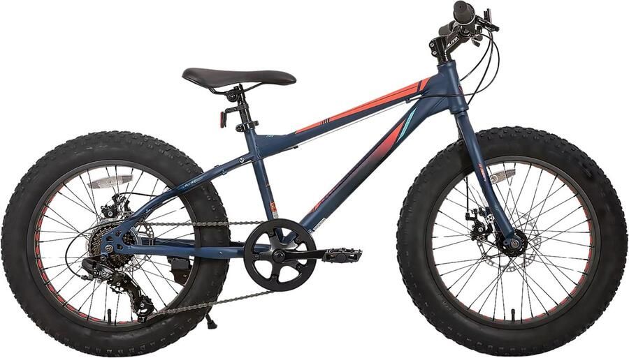 Happiq Kinder Mountainbike 51 cm – Voor Kinderen vanaf 5 Jaar Strand en Off-Road – 7 Versnellingen met Dubbele Schijfrem en Fat Tires – Blauw