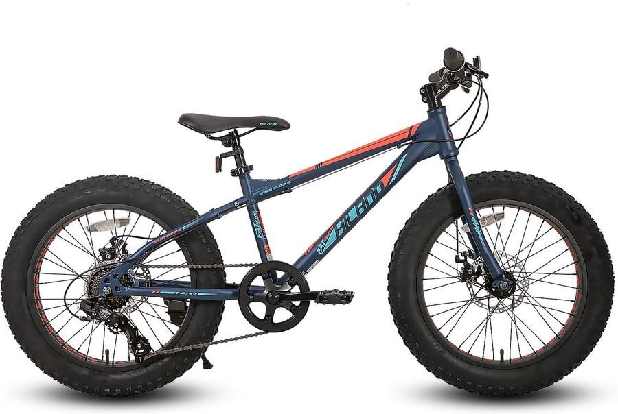 Happiq Kinder Mountainbike 61 cm – Voor Kinderen vanaf 5 Jaar – 7 Versnellingen – Dubbele Schijfrem – Fat Tire Kinderfiets – Blauw