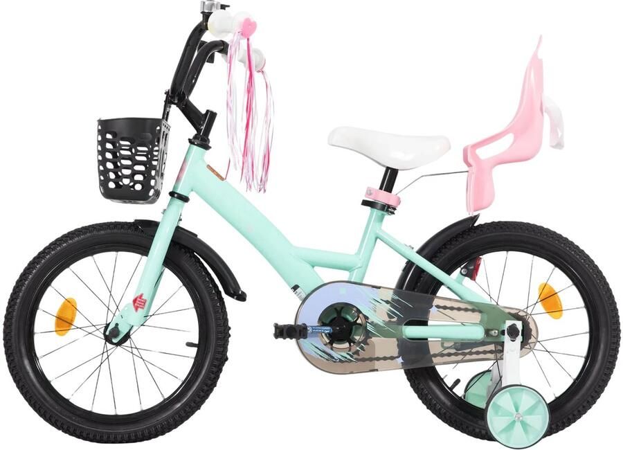 Happiq Kinderfiets 36 cm – Voor en van 3–12 Jaar – Oplichtende Zijwieltjes – Paars