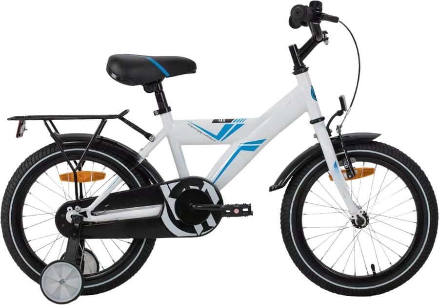 Happiq Kinderfiets Mountainbike – Voor en van 5–9 jaar – Lichtgewicht met bagagedrager – 41 cm 46 cm wielen wit