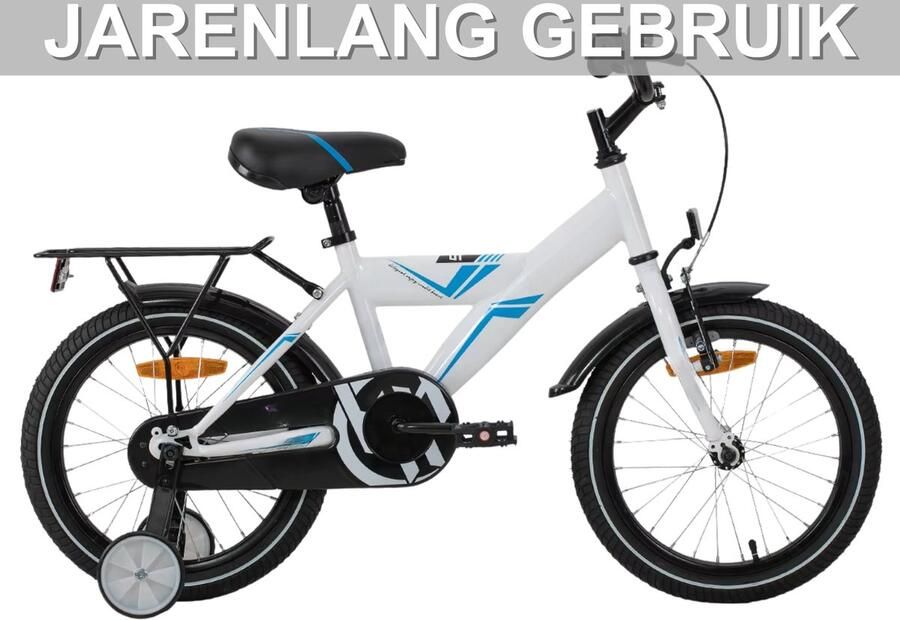 Happiq Kinderfiets Mountainbike – Voor en van 5–9 jaar – Lichtgewicht met bagagedrager – 41 cm 46 cm wielen wit