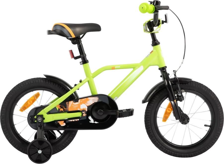 Happiq Kinderfiets – Voor jongens 3-9 jaar – Met stabilisatoren handrem en terugtraprem – 30-51 cm groen