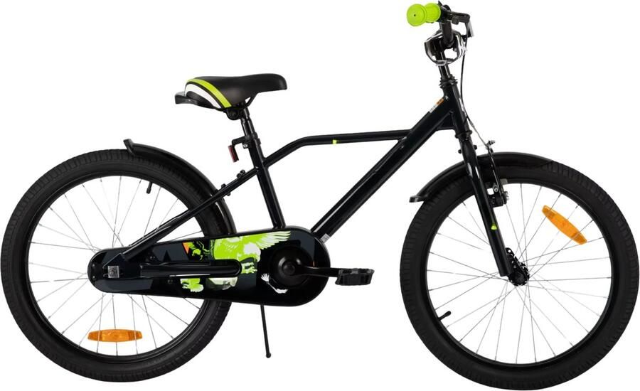 Happiq Kinderfiets – Voor jongens 3-9 jaar – Met stabilisatoren handrem en terugtraprem – 30-51 cm zwart