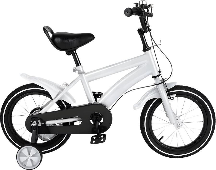 Happiq Kinderfiets – Voor kinderen – 14 inch (35 6 cm) rubberen banden verstelbare PU-zitting en kettingkast – White - Foto 1