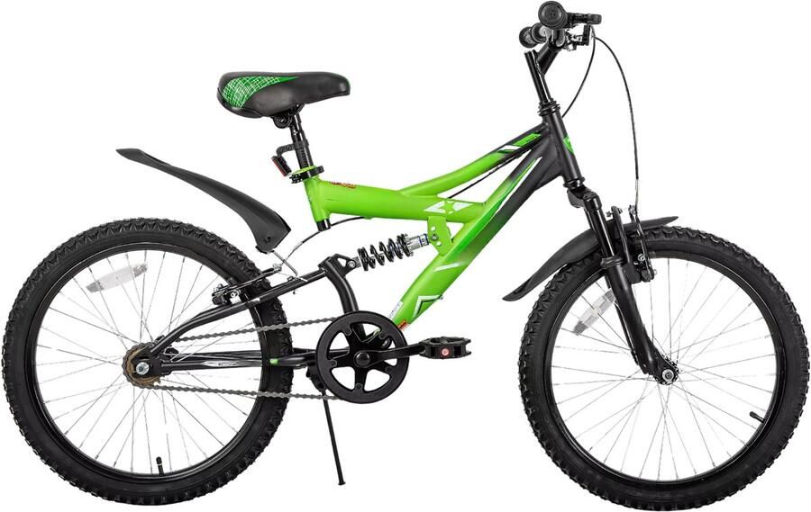 Happiq Kinderfiets – Voor kinderen 5-13 jaar – Mountainbike dubbele vering – 51 cm groen