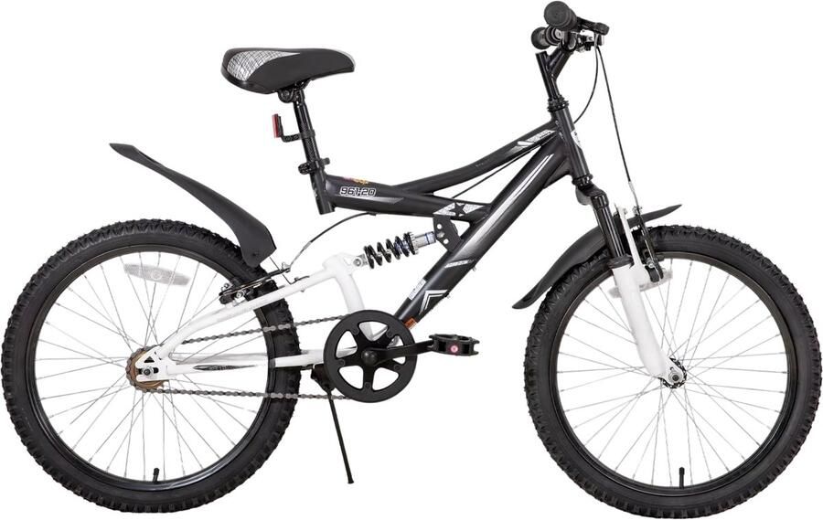 Happiq Kinderfiets – Voor kinderen 5-13 jaar – Mountainbike dubbele vering – 51 cm zwart
