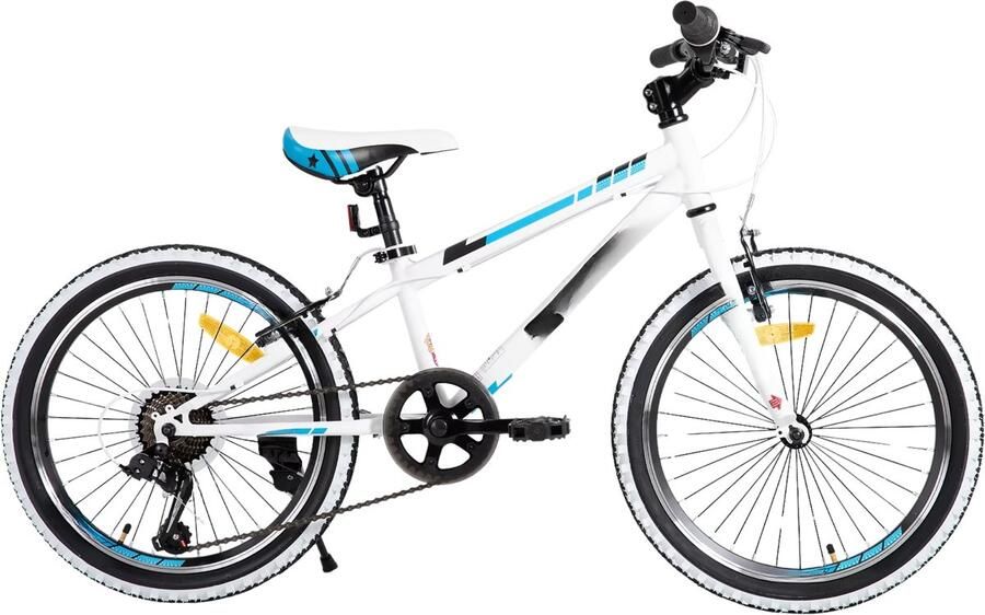 Happiq Kinderfiets – Voor kinderen 7-12 jaar – Mountainbike 1 of 7 versnellingen – 51-61 cm wit