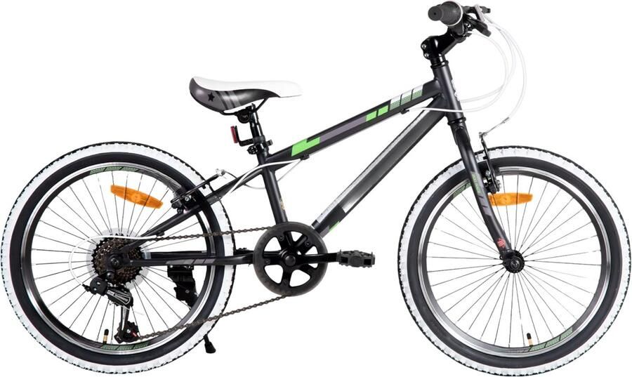 Happiq Kinderfiets – Voor kinderen 7-12 jaar – Mountainbike 1 of 7 versnellingen – 51-61 cm zwart