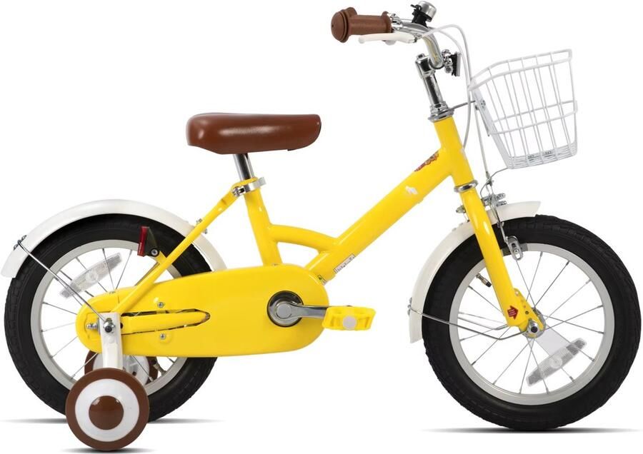 Happiq Kinderfiets – Voor kinderen – Met d spatborden volledige kettingkoffer en zijwieltjes – 30 cm 41 cm 46 cm wielen geel