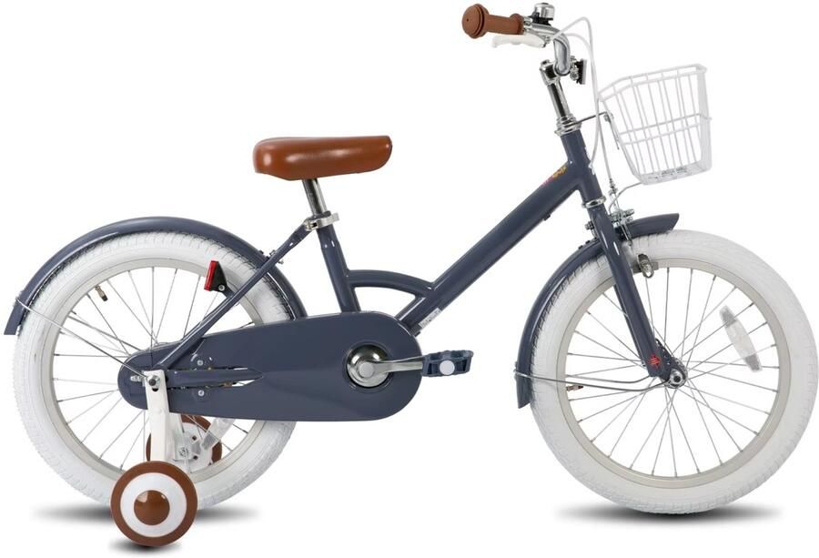 Happiq Kinderfiets – Voor kinderen – Met d spatborden volledige kettingkoffer en zijwieltjes – 30 cm 41 cm 46 cm wielen grijs