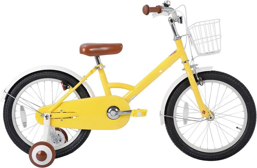 Happiq Kinderfiets – Voor kinderen – Met d spatborden volledige kettingkoffer en zijwieltjes – 30 cm 41 cm 46 cm wielen geel