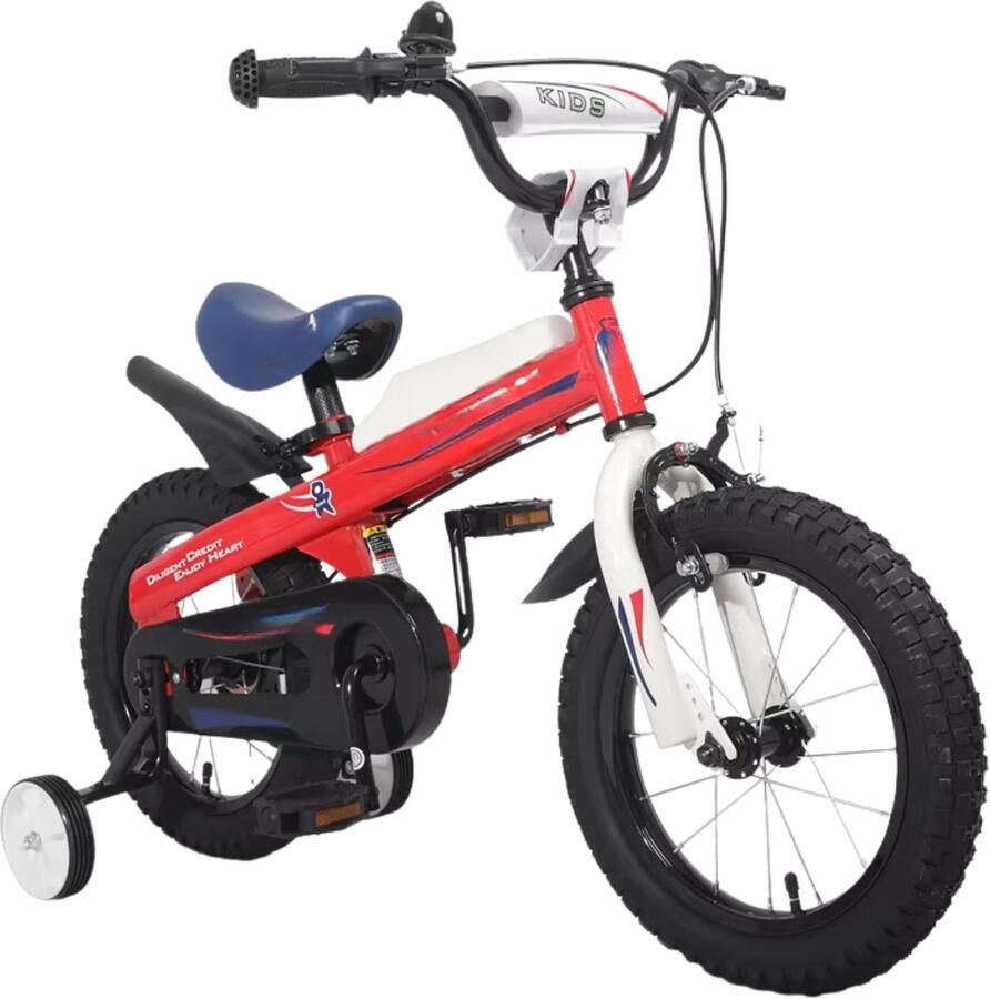 Happiq Kinderfiets – Voor kinderen van 2-4 jaar – Met zijwieltjes en Klinghandrem – Rood 30 cm